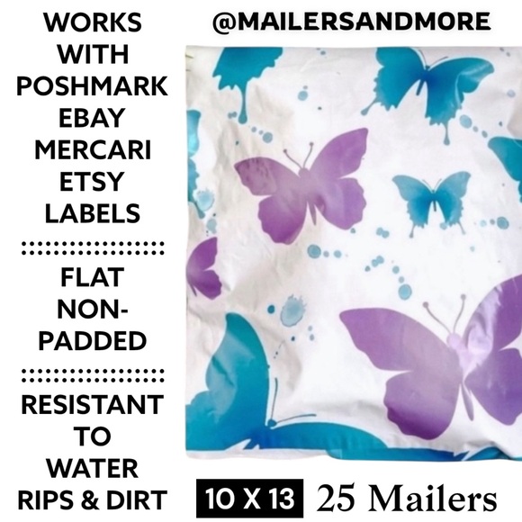 Other - 25 10X13 Poly Mailers Butterfly Flat Shipping Envelopes PRICE FIRM